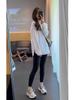 Camiseta de Manga Larga para Mujer al por Mayor Personalizada Primavera y Otoño Cuello Redondo Camiseta Básica de Longitud Media que Cubre la Cadera Ropa Exterior Leggings para Mujer