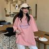 Verano 2025 Nuevo Americano Retro Largo Medio Estilo Bf Suelto Talla Grande Popular Ins Camisetas de Manga Corta Tops para Mujer Trendy
