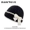 Novo chapéu de malha estilo coreano fofo com laço para outono e inverno, gorro de pescador versátil, quente e à prova de frio para mulheres