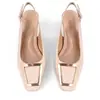Sandalias de Tacón Alto de Temporada en Stock con Punta Cuadrada, Hebilla Metálica, Espalda Abierta, Punta Cerrada, Tacón Grueso, Sandalias de Tacón Alto Cómodas para Mujer
