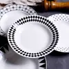 Plato de desayuno creativo nórdico con patrón geométrico, plato hondo de cerámica para sopa, plato hondo para pasta de restaurante occidental, plato de 8 pulgadas