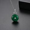 Jinse Green Buckle Pendant Copper Set Zircon Colar Moda Retro Étnico Verde Calcedônia Cheongsam Acessórios