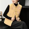Novo Colete de Algodão Estilo Nacional Chinês Outono e Inverno Novo Estilo Bordado Acolchoado Jacquard Bordado Algodão com Aspecto de Seda Colete Gilet