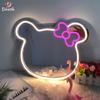Nuevo espejo de dibujos animados con luces LED de neón, espejo cosmético iluminado, luces decorativas de moda, luces de baño personalizadas