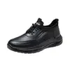 Atacado do Fabricante Sapatos Masculinos Outono e Inverno Novos Couro Preto Impermeável Solado Grosso Moda Versátil Esportes Lazer Viagem Sapatos Esportivos