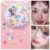 Pegatinas de maquillaje de ojos, pegatinas de flores secas, pegatinas de velo, pegatinas de diamantes para uñas, pegatinas de pétalos, pegatinas de maquillaje facial, pegatinas de maquillaje de novia, pegatinas de maquillaje facial para niños.