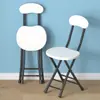 Silla Plegable Taburete Pequeño Uso en Casa Taburete Plegable Resistente Taburete Alto Taburete Sencillo con Respaldo Taburete Redondo Portátil