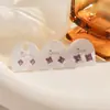 Pendientes Cuadrados de Zirconia con Pasador de Plata para Mujer, Pendientes Pequeños y Exquisitos, Modernos, Sencillos, Versátiles para el Día a Día, Venta al por Mayor