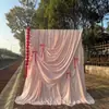 Tela Elástica para Bodas de Seda de Leche Color Champán Estilo Coreano Color Crema Tela para Colgar en el Techo Gasa para Bodas Tela de Fondo Cortina Decorativa