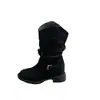 Botas Martin con Hebilla Retro para Mujer 2026 Nuevo Otoño Versátiles Aumentadoras de Altura Interior Tacón Grueso Occidental Botines Apilados de Media Pantorrilla