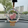 Enfeites de Carro Novos Culturais e Criativos, Pingente de Bolsa Gato da Sorte em Laca com Contas de Cristal Presente, Peixe Koi Simbolizando Abundância Infinita