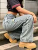 Jeans de mujer transfronterizos, rotos vintage, nostálgicos, lavado 26, corte recto holgado, estilo europeo y americano, estilo callejero T