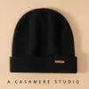 Chapéu 100% Caxemira Pura para Mulheres, Gorro Versátil e Quente para Outono e Inverno, Turbante Gorro Tricotado Espessado para Cabeça Grande