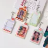 Portatarjetas Acrílico Estilo Ins para Pastel de Frutas, Protector de Tarjetas tipo Abanico, Colgante con Hebilla en Forma de Corazón, Portatarjeta de Autobús para Estudiantes