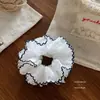 Goma para el pelo de tela a cuadros artística coreana de cuatro capas para mujer, elegante goma para moño o coleta baja