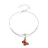 Tobillera Creativa de Personalidad Europea y Americana con Colgante de Mariposa con Goteo de Color Tobillera Retro Popular de Doble Capa con Elemento de Mariposa para Mujeres