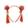 Diadema Roja de Año Nuevo para Mujer 2025 Pasador para el Cabello Niños Bebé Diadema de Año Nuevo Pasador para el Cabello Tocados Hanfu Festival de Primavera