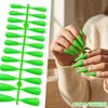 Puntas de Uñas Europeas y Americanas de Moda de Gama Alta Mate de Punta Larga, Colección de Color Sólido, Piezas para Uñas, 24 Piezas