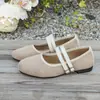 Novos sapatos casuais baixos femininos, sapatos de camurça rasos de bico fino para noite, tamanho grande para exportação, mocassins de tira dupla