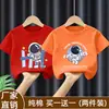 Camiseta de Verão de Algodão Puro de Manga Curta para Meninos 2026 Nova Estampa de Desenho Roupas Infantis Tops Finos para Bebês Meninos t