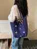 Bolso de Lona Bordado con Hongo y Cachorro de Nuevo Estilo, Gran Capacidad, Bolso Simple para Mujer, Bolso de Hombro de Moda, Bolso de Mano