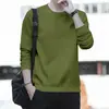 Camiseta Masculina de Manga Longa para Primavera e Outono, Moletom Pulôver, Cor Sólida Tendência Camisa Base Camada Interna