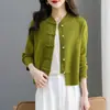 Cardigã de malha com gola alta abotoada para mulheres, novo modelo outono/inverno 2026, cor sólida, tamanho petite, suéter simples de manga longa