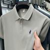 [Descuento de Marca] Camisa Polo de Manga Corta para Hombre Paul Color Sólido Más Fácil de Combinar Etiqueta Pony Algodón Puro Cuello Camisero Camiseta de Media Manga