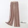 Pantalones de Modal para Dormir con Cordón, Pantalones Rectos para Mujer, Pantalones de Pierna Ancha de Cintura Alta, Pantalones Largos Sueltos Finos, Pantalones para Casa, Pantalones Elásticos de Baile