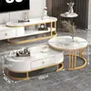 Mueble de TV de Pizarra de Lujo Ligero Mesa de Café Combinación Mesa de Café Moderna Simple para Apartamento Pequeño Gabinete de Piso para Sala de Estar Mueble de TV