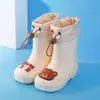 Botas de Lluvia para Niños Guardería Bebé Nuevas para Niñas Antideslizantes Impermeables Botas de Lluvia Cinturón Zapatos de Agua para Niños Caricatura Tubo Alto