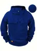 Estación Independiente Transfronteriza Nueva Sudadera con Capucha de Color Sólido para Hombre Chaqueta Sudadera Deportiva Juvenil Europea y Americana con Múltiples Bolsillos de Cuero