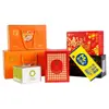 Cajas de regalo corrugadas de colores personalizadas con asas, canal E, canal B, canal AB, cajas de papel impresas a color, cajas de embalaje para productos agrícolas y artículos de Año Nuevo