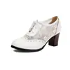 Suministro de Estación Independiente Tallas Grandes Zapatos Brogue de Tacón Alto Primavera 2025 40-44 Encaje Retro con Cordones Transpirables Encaje Individual