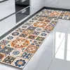 Alfombrilla de Cocina Retro Estilo Americano, Absorbente de Agua y Aceite, Antideslizante, Resistente a la Suciedad, Alfombrilla para Pies de Diatomeas para el Hogar, Alfombrilla Larga
