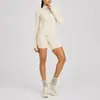 Conjunto de jaqueta de yoga transfronteiriço, top de manga longa com zíper de secagem rápida, conjunto de calças de yoga respiráveis que absorvem a umidade para esportes de corrida para mulheres