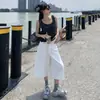 26 Calças Jeans Americanas de Cintura Alta Largas de Perna Larga Brancas Versáteis Casuais com Caimento Jeans Reto Sete Pontos Jeans Feminino Dropshipping