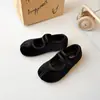 Zapatos para Niña 2026 Otoño Bebés Niñas Color Arcoíris Boca Baja Dopamina Zapatos Pequeños de Piel Estilo Coreano Punta Dividida Terciopelo Zapatos de Princesa