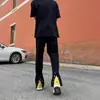 Jeans Negros Retro de Botones con Abertura de High Street Americano para Hombre con Diseño Moderno Pantalones Estrechos de Microcampana de Nicho