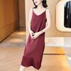 Vestido Camisola para Mujer, Ropa Interior y Exterior, Nuevo para Primavera 2025, Vestido Base de Satén de Ácido Acético, Largo por Encima de la Rodilla, Longitud Media