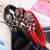 Comércio Exterior Ebay Mais Vendido Europeu e Americano Retrô Pulseira de Couro Trançado de Camada Dupla Atacado Punk Caveira Pulseira Masculina