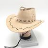 Chapéu de Palha Masculino de Verão para Pesca ao Ar Livre Aba Reta Sombreamento Protetor Solar Praia Litoral Chapéu Cowboy Ocidental Chapéu de Sol