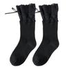 Calcetines de encaje hasta la pantorrilla para mujer, estilo fino de otoño con lazo, seda blanca pura y seductora, calcetines japoneses hasta la pantorrilla estilo Ins