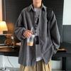 Traje de camisa de pana para hombre, chaqueta holgada de marca de moda de primavera y otoño con elegantes vaqueros, conjunto informal de tres piezas