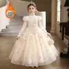 Vestido Puff com Bordado Pesado para Meninas, Piano, Exame de Arte Vocal, Formal, Banquete de Aniversário, Princesa Lolita
