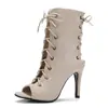 Talla grande fuente comercio exterior sandalias de boca de pez 4043 gamuza nuevo europeo y americano sandalias de tacón alto zapatos cordón delantero con negro