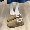 Botas de neve de peça única com sola de couro, de calçar, forradas com fleece, sapatos de algodão espessos para mulheres, novos sapatos de inverno Birkenstock 2026, sapatos de dirigir