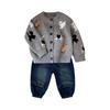 Ropa Infantil para Niño Ropa de Punto Perrito Dibujo Animado Cárdigan Camiseta Jeans Conjunto de 3 Piezas Ropa de Primavera y Otoño para Bebé para Salir
