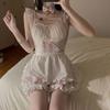 Lencería sexy, uniforme, disfraz de sirvienta, juego de rol, pasión, tentación, COS, pijama de conejito de vaca rosa, almohadilla para el pecho