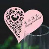 Tarjeta de Vidrio para Vino con Corazón de Amor Grabado Láser para Montaje de Escena, Tarjeta de Lugar con Forma de Corazón de Feliz Cumpleaños, Tarjeta de Mesa Hueca Personalizable